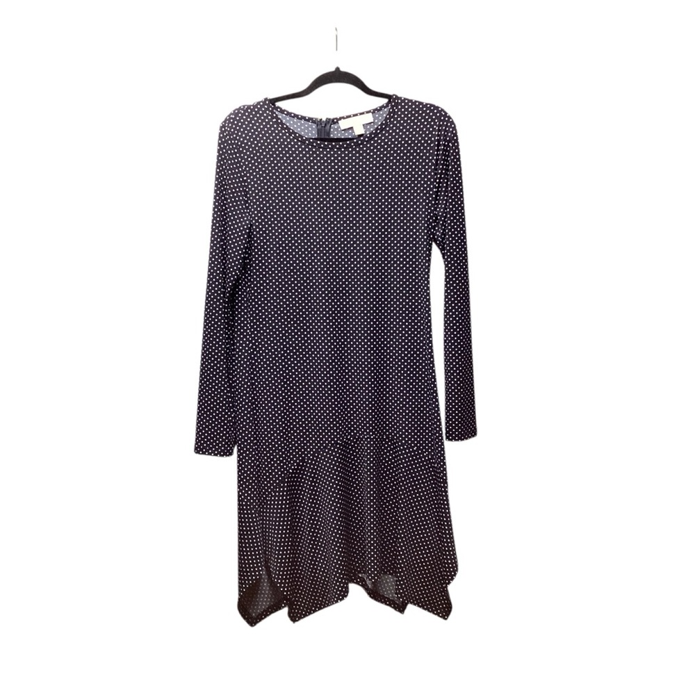 Michael Kors Asymmetrical dress. Black with small polka dots. Size Medium